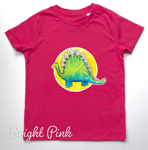 Organic Dinosaur t-shirt - bright pink